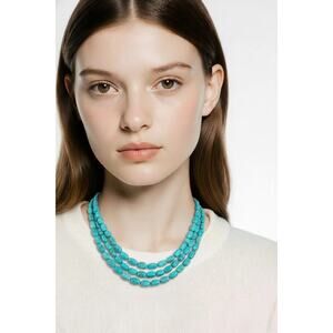 Navajo Mary W Roanhorse Turquoise Three Strand Choker Necklace